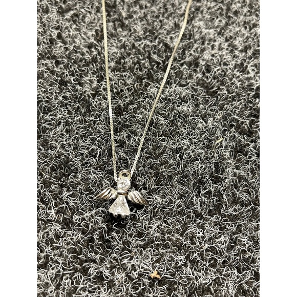 Jewelry - 925 Sterling Silver Angel Pendant Necklace Cubic Zirconia 18 Inch Box Chain